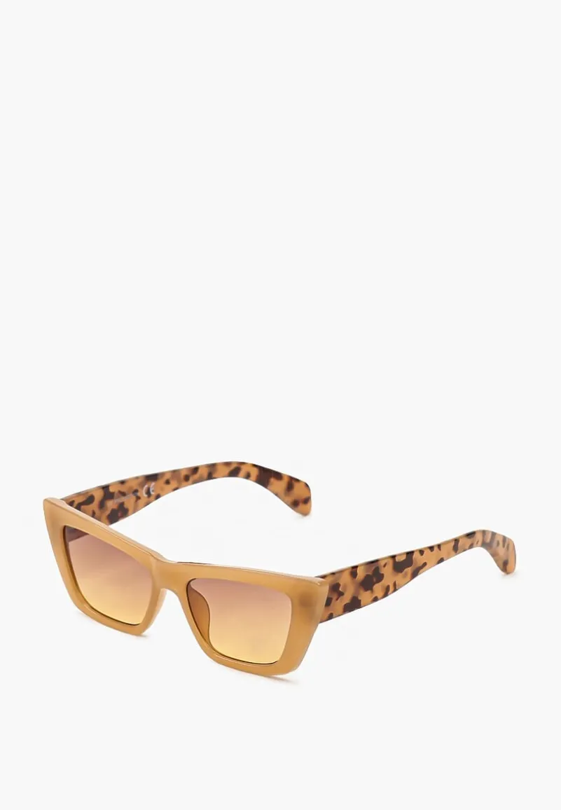 Beżowe Eleganckie Okulary Przeciwsłoneczne Cat Eye Firsa