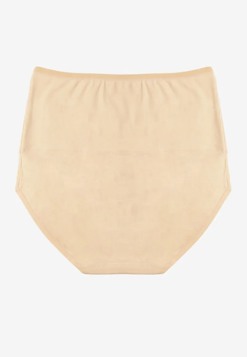 Beżowe Modelujące Majtki z Bawełny High Waist Nilionea