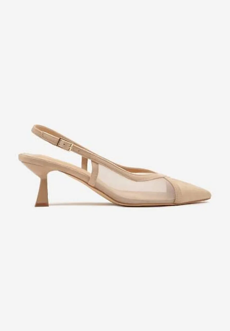 Beżowe Przezroczyste Sandały Vices na Kaczuszce Typu Slingback Atilessa