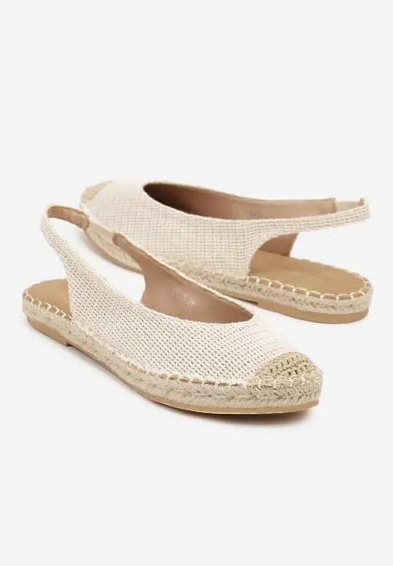 Beżowe Sandały Espadryle Slingback Ozdobione Plecionką Addiena