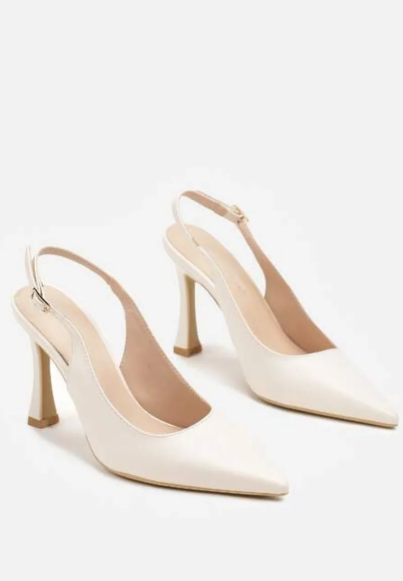 Beżowe Sandały na Obcasie Typu Slingback Dolandra