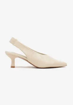Beżowe Sandały Vices na Kaczuszce Typu Slingback Liluriela