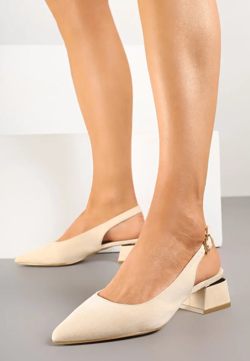 Beżowe Sandały Vices Slingback ze Skórzaną Wkładką Ciarissa