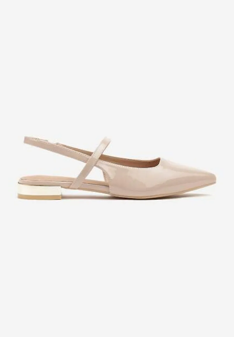 Beżowe Sandały Vices Typu Slingback ze Skórzaną Wkładką i Metaliczną Ozdobą Milozi