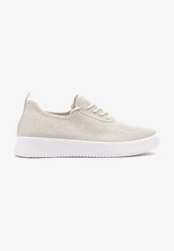 Beżowe Siateczkowe Buty Sportowe Sneakersy Eravessa