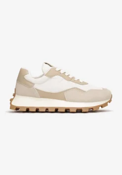 Beżowe Sneakersy przed Kostkę na Grubej Podeszwie Kapprine