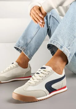 Beżowo-Szare Basicowe Sneakersy Ellimira