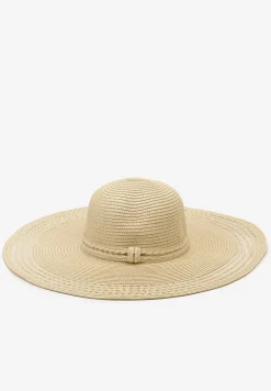 Beżowy Kapelusz Plażowy z Plecionki w stylu Boho Amicuralia