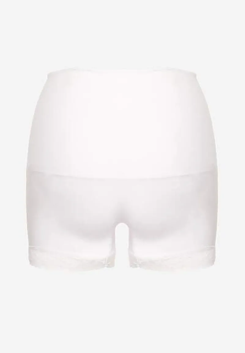 Biała Bielizna modelująca High Waist z Koronką Hivivia