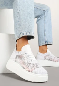 Białe Ażurowe Sneakersy Vices na Platformie Halvisa