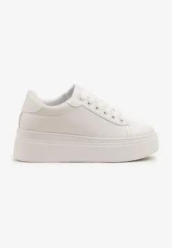Białe Basicowe Sneakersy na Platformie Milio