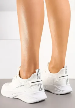 Białe Buty Sportowe Sneakersy Ozdobione Tłoczeniem i Napisami Odalene