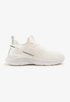 Białe Buty Sportowe Sneakersy Ozdobione Tłoczeniem i Napisami Odalene