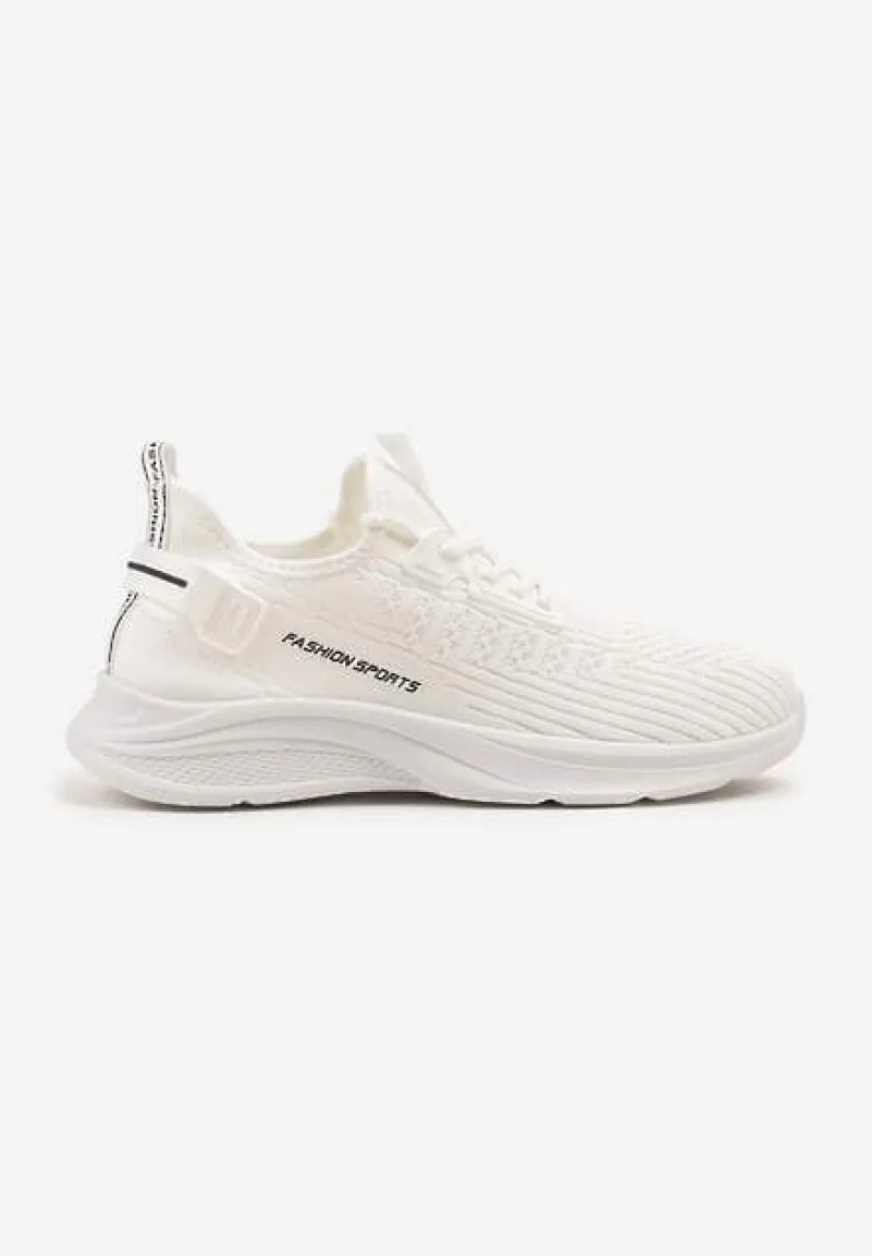 Białe Buty Sportowe Sneakersy Ozdobione Tłoczeniem i Napisami Odalene