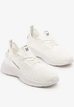 Białe Buty Sportowe Sneakersy Ozdobione Tłoczeniem i Napisami Odalene