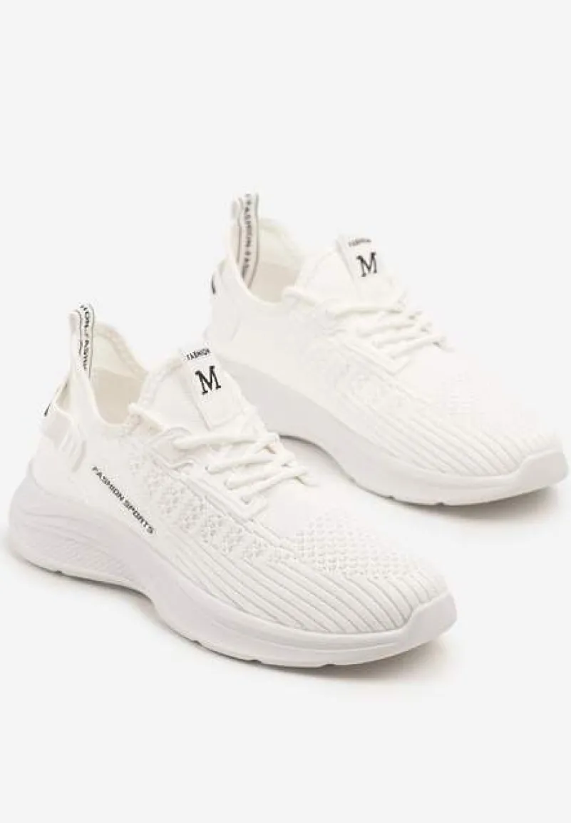 Białe Buty Sportowe Sneakersy Ozdobione Tłoczeniem i Napisami Odalene