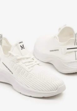 Białe Buty Sportowe Sneakersy Ozdobione Tłoczeniem i Napisami Odalene