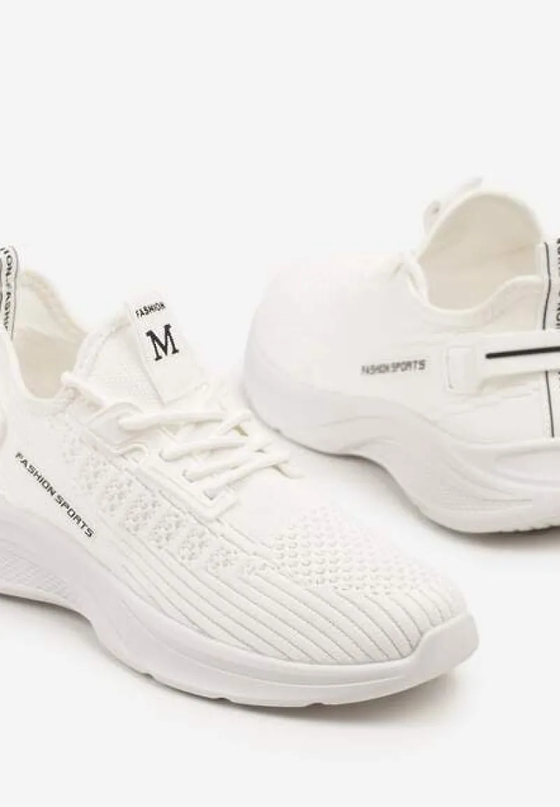 Białe Buty Sportowe Sneakersy Ozdobione Tłoczeniem i Napisami Odalene