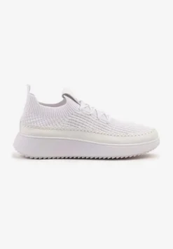 Białe Buty Sportowe Sneakersy z Siateczkową Cholewką Helazia