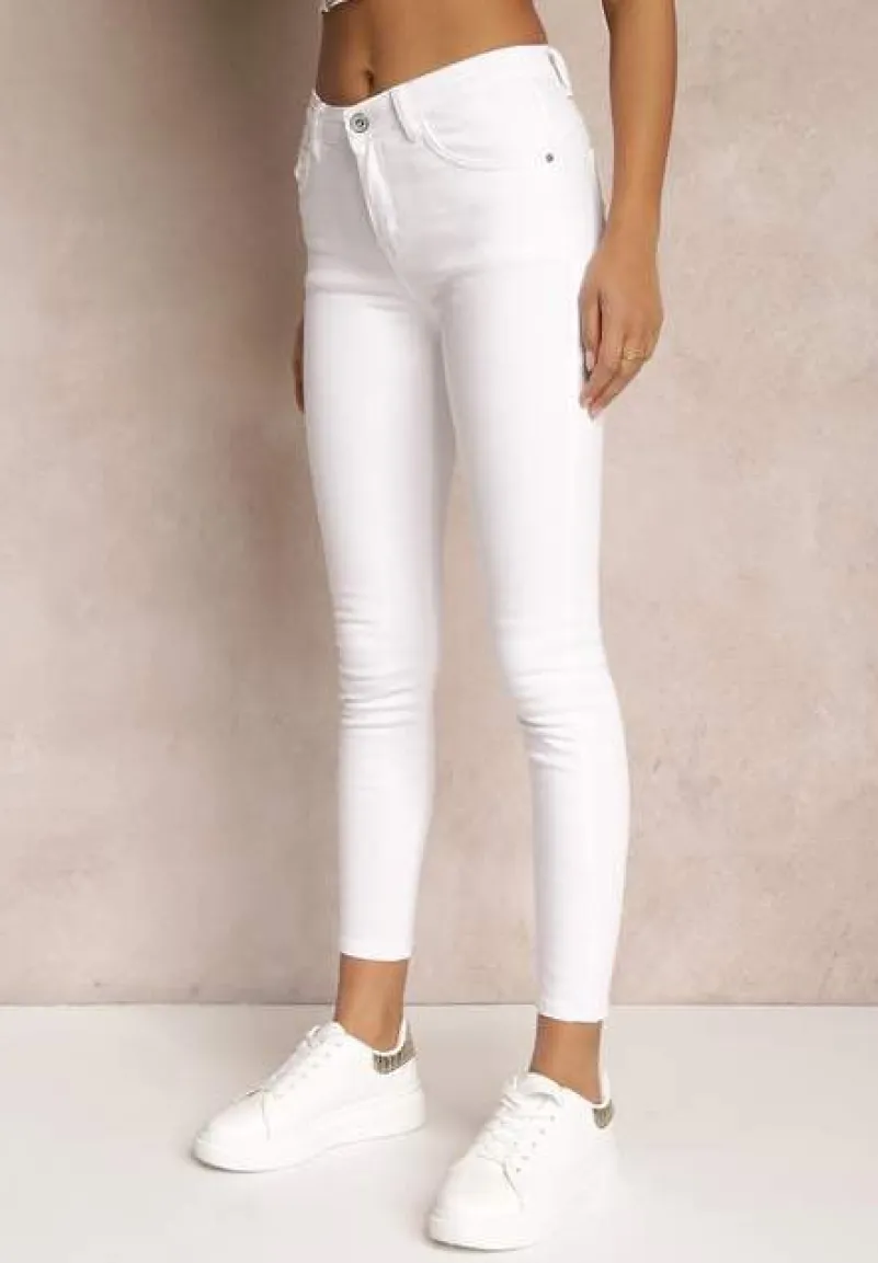 Białe Jeansy Skinny z Efektem Push Up Karinali