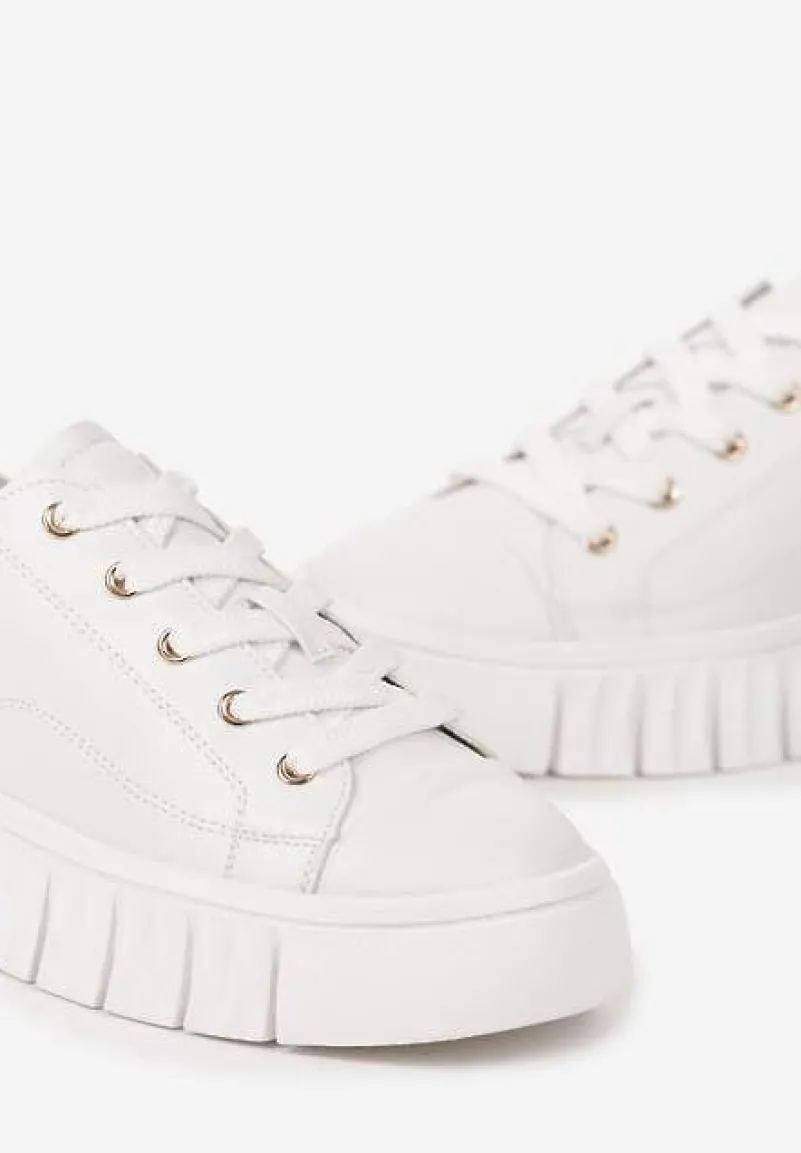 Białe Płaskie Sneakersy Vices ze Sznurowaniem Lorori