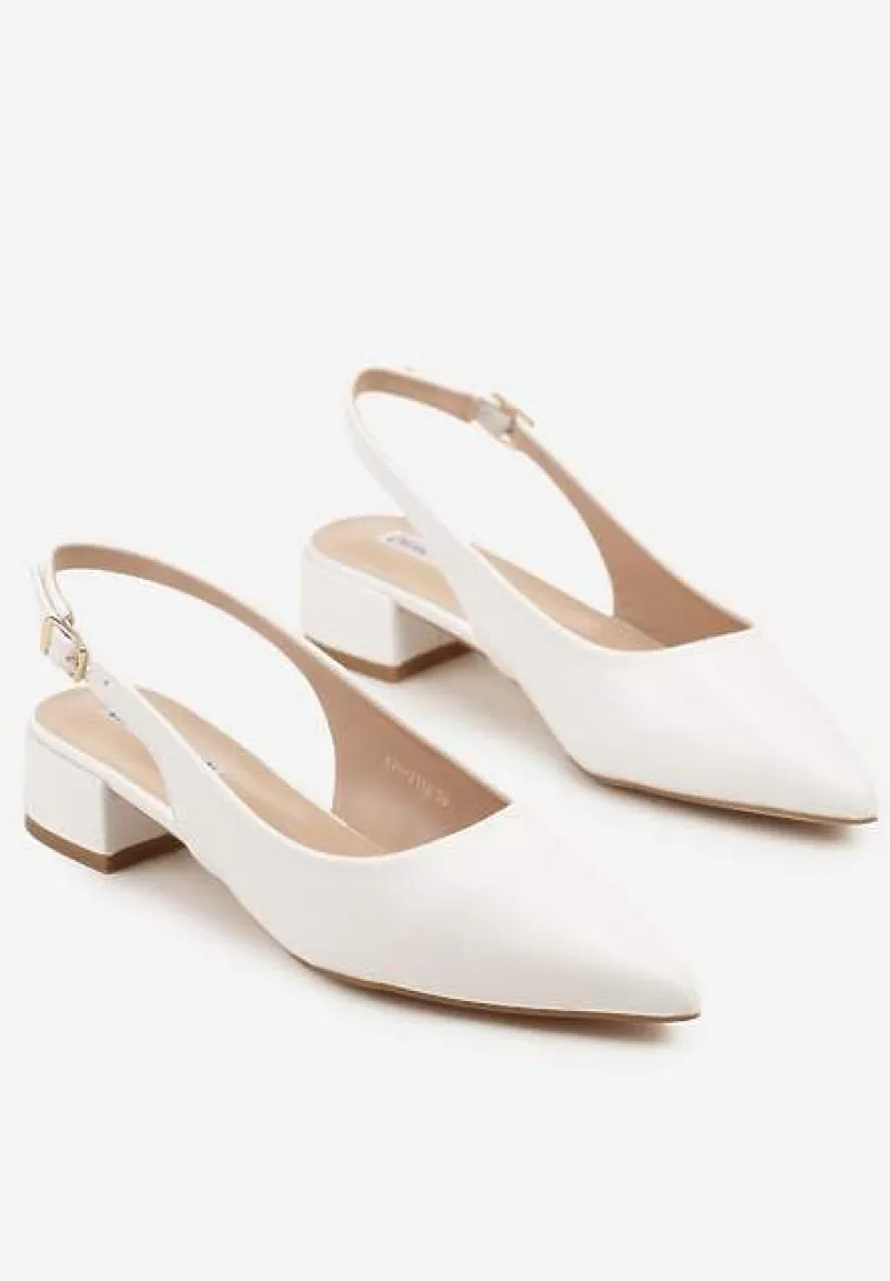 Białe Sandały na Słupku Typu Slingback Odavine