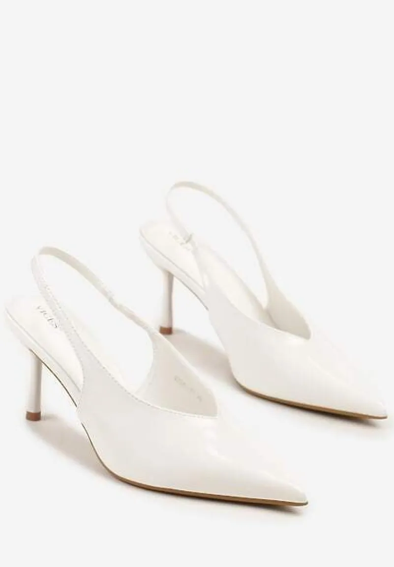 Białe Sandały Slingback Vices na Obcasie Typu Szpilka Tilionea