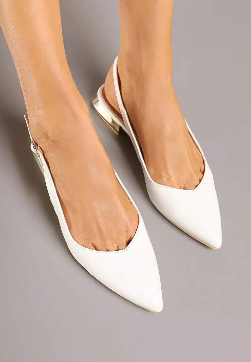 Białe Sandały Slingback Vices z Wkładką ze Skóry Naturalnej Galeresa