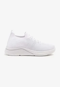 Białe Siateczkowe Buty Sportowe Sneakersy na Zdobionej Podeszwie Talloti