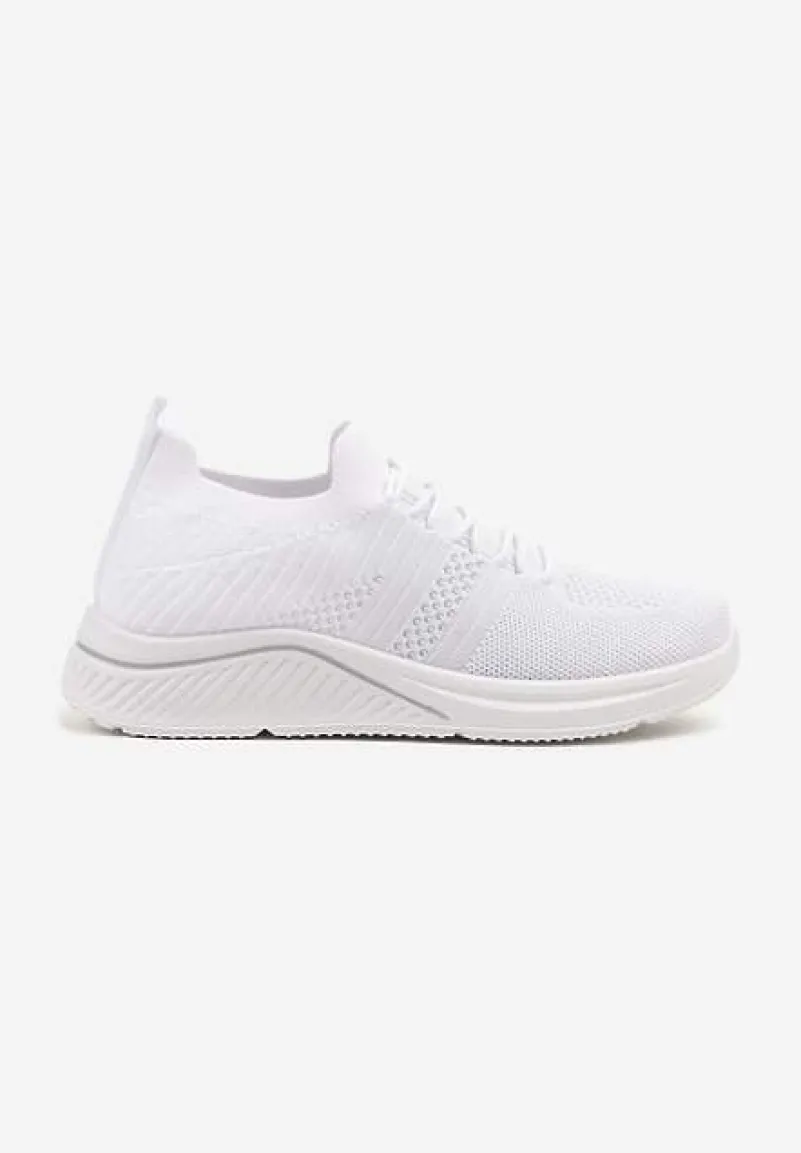 Białe Siateczkowe Buty Sportowe Sneakersy na Zdobionej Podeszwie Talloti