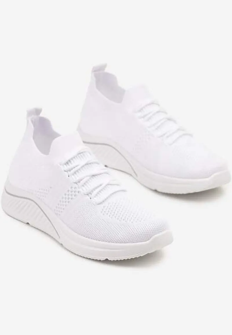 Białe Siateczkowe Buty Sportowe Sneakersy na Zdobionej Podeszwie Talloti