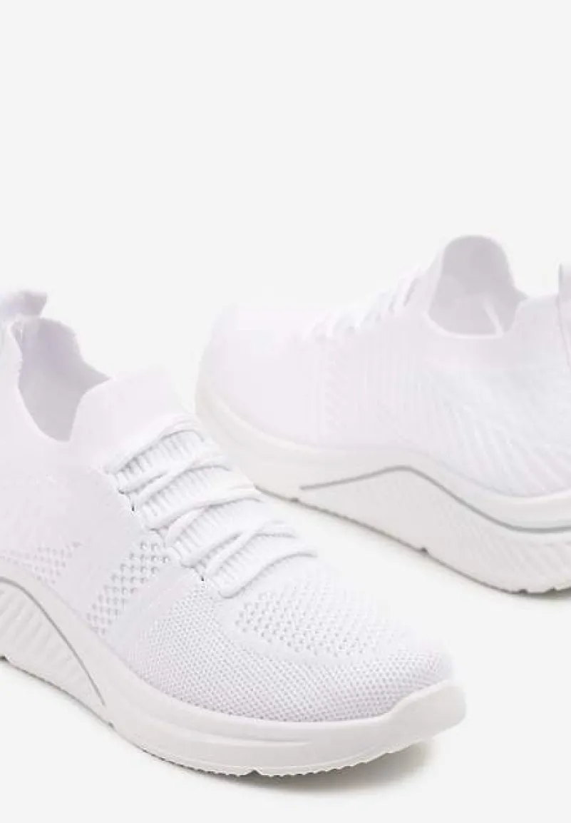 Białe Siateczkowe Buty Sportowe Sneakersy na Zdobionej Podeszwie Talloti
