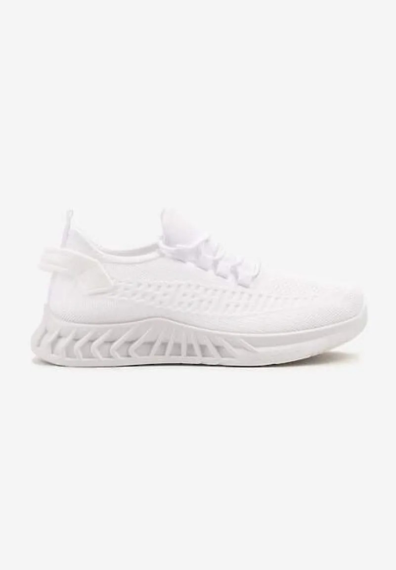 Białe Siateczkowe Buty Sportowe Sneakersy na Podeszwie z Tłoczeniami Finloti