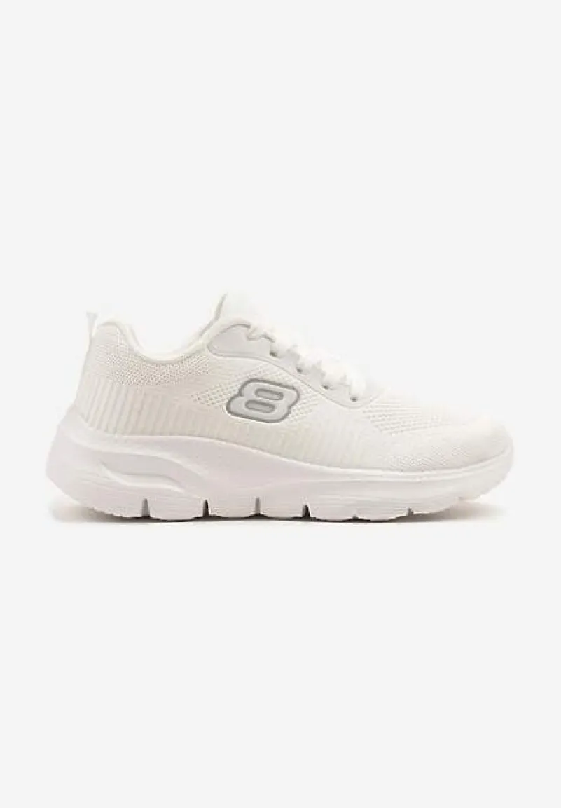 Białe Siateczkowe Buty Sportowe Sneakersy na Piankowej Podeszwie Zdobione Aplikacją Sonessa