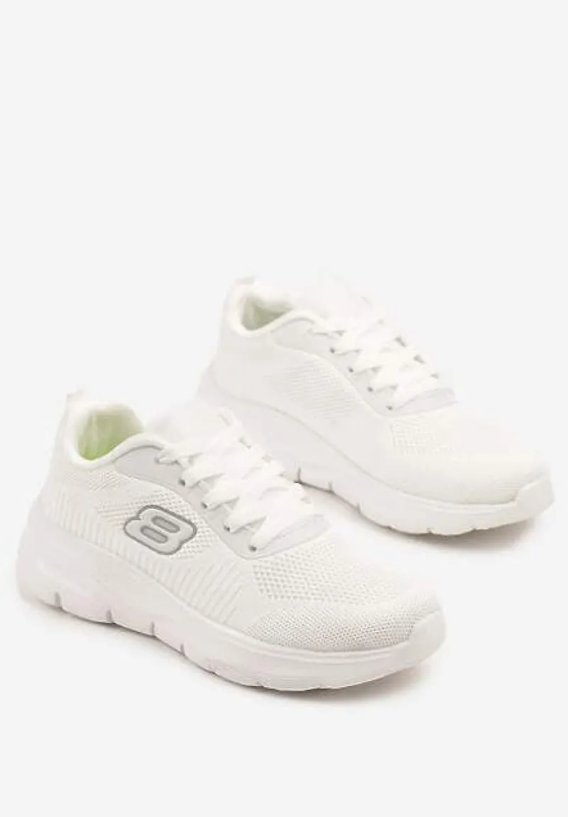 Białe Siateczkowe Buty Sportowe Sneakersy na Piankowej Podeszwie Zdobione Aplikacją Sonessa