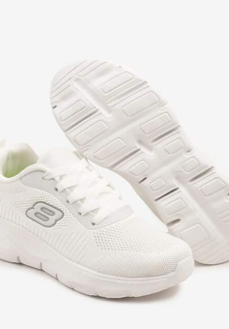 Białe Siateczkowe Buty Sportowe Sneakersy na Piankowej Podeszwie Zdobione Aplikacją Sonessa