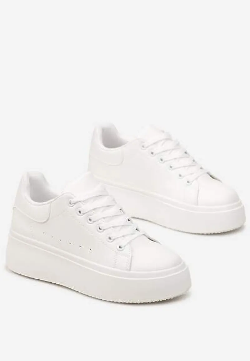Białe Sneakersy na Grubej Podeszwie Yarna