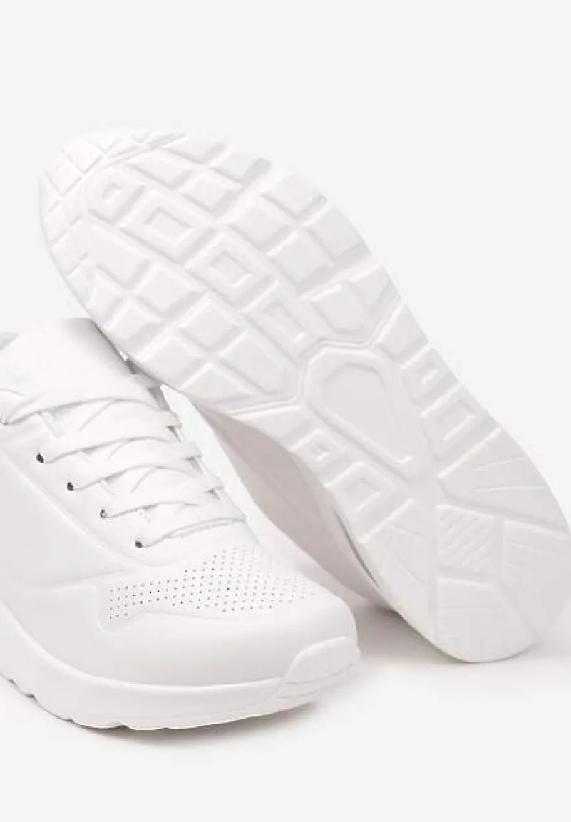 Białe Sneakersy na Grubej Podeszwie przed Kostkę Floemini