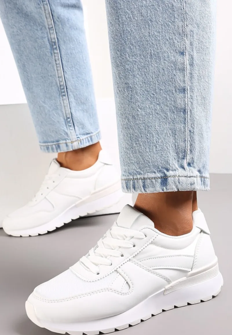 Białe Sneakersy na Grubej Podeszwie Pheona