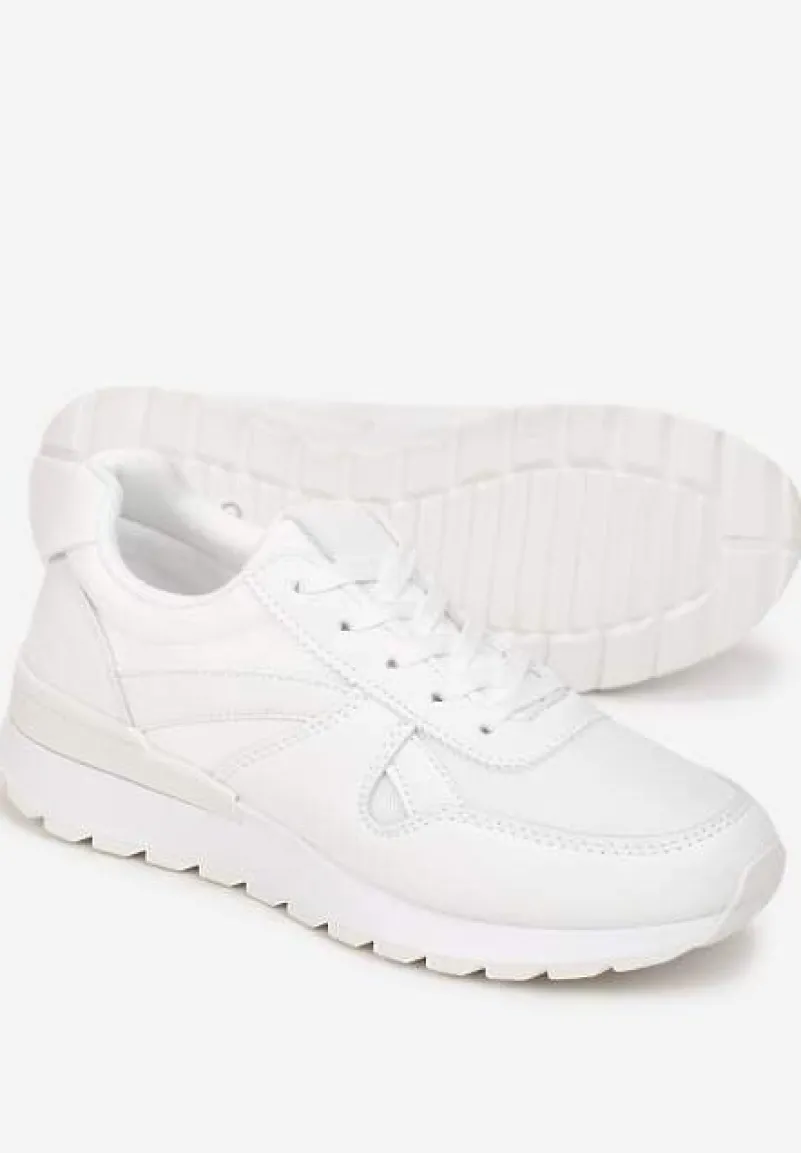 Białe Sneakersy na Grubej Podeszwie Pheona