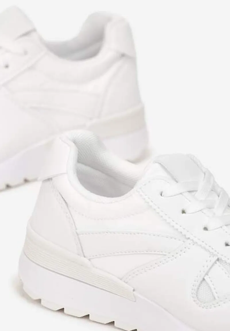 Białe Sneakersy na Grubej Podeszwie Pheona