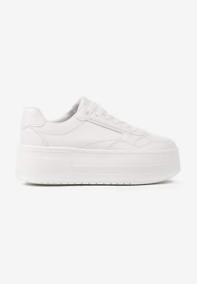 Białe Sneakersy na Platformie Ozdobionej Tłoczeniem Vaiviera