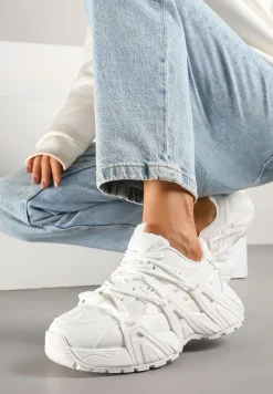 Białe Sneakersy Ozdobione Tłoczonym Wzorem Sanalitia