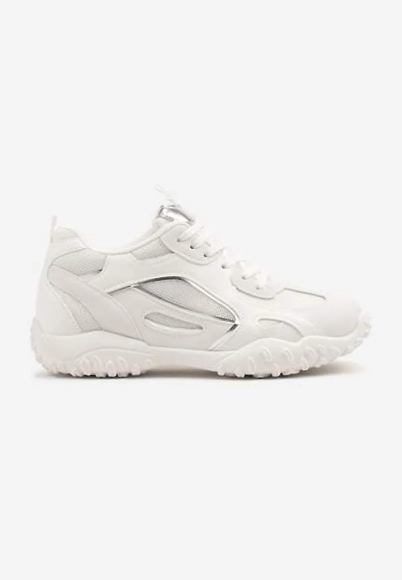 Białe Sneakersy Ozdobione Tłoczoną Cholewką Pillitha