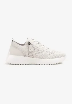 Białe Sneakersy Skórzane Ozdobione Suwakiem Ivelami