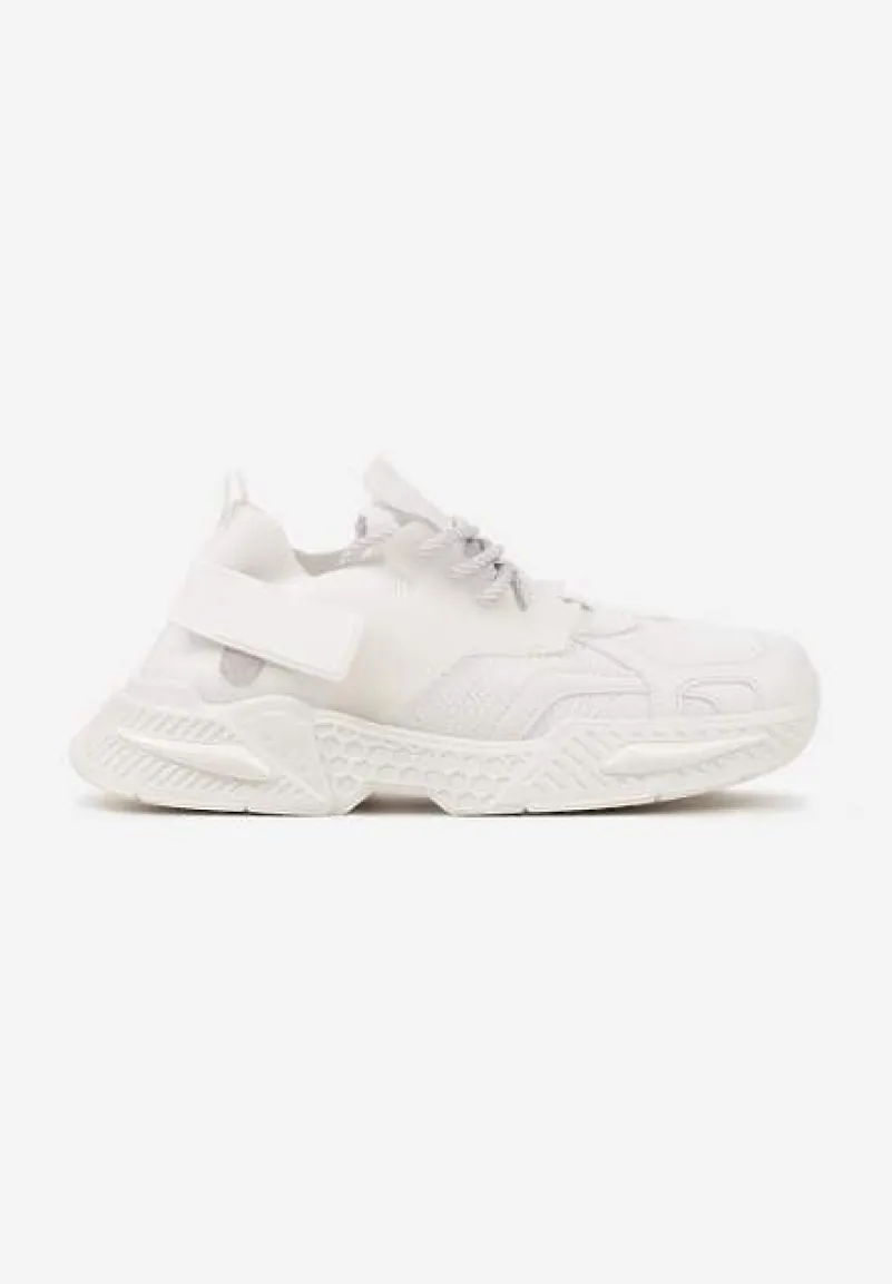Białe Sneakersy w Streetwearowym Stylu z Ozdobnym Rzepem Akkaria