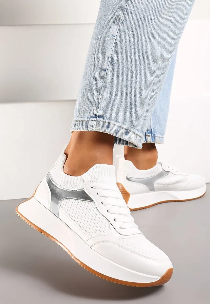 Białe Sneakersy ze Skarpetkową Cholewką Willowa