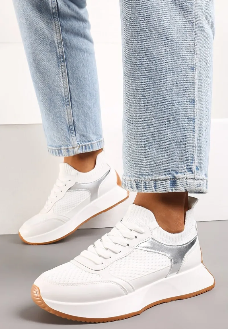 Białe Sneakersy ze Skarpetkową Cholewką Willowa