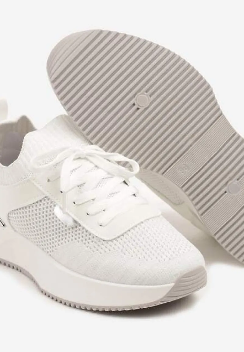 Białe Sneakersy z Siateczkową Cholewką Saramis