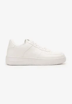 Białe Sznurowane Sneakersy Ozdobione Perforacją Ellemisa